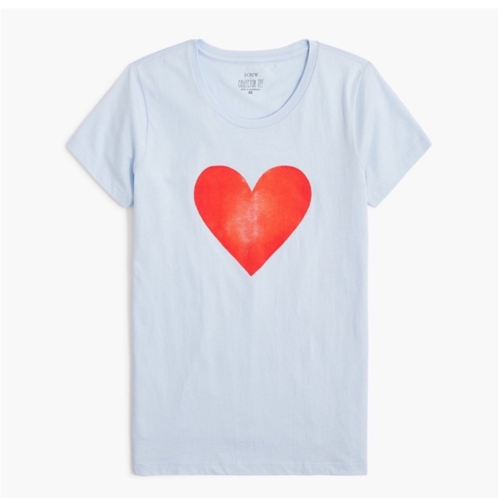 J Crew Tee Light Blue with Red Heart Graphic J Crew Collector Tee Heart T-shirt
